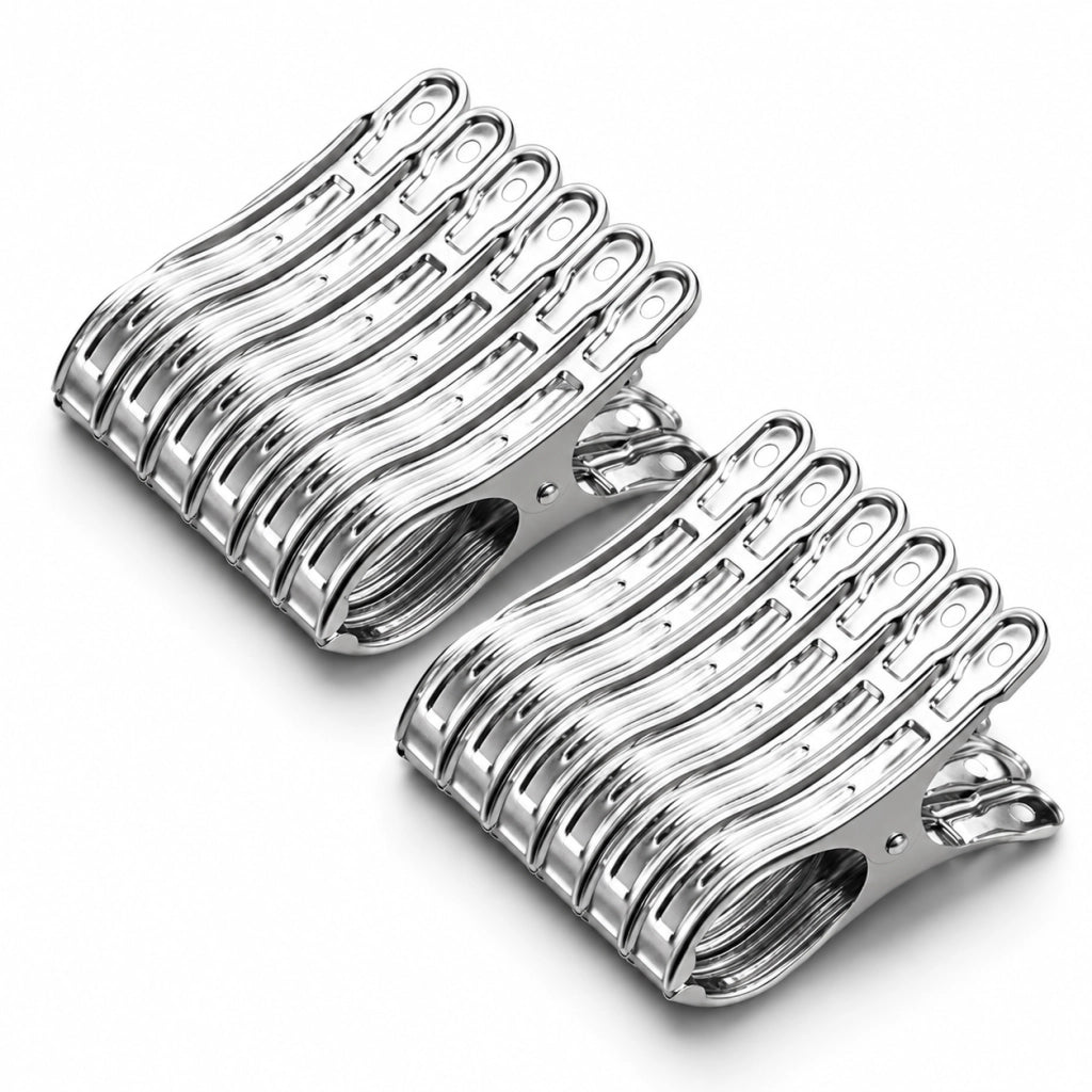 Set 12 Mollette Acciaio Inox 9 cm per Teli, Coperte, Bucato 72804