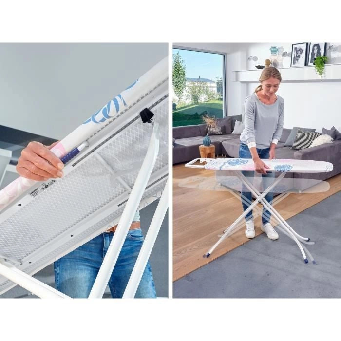 LEIFHEIT 72577 Classic M Asse da stiro Basic, asse da stiro 120x38 cm, regolabile in altezza con poggiaferro fisso
