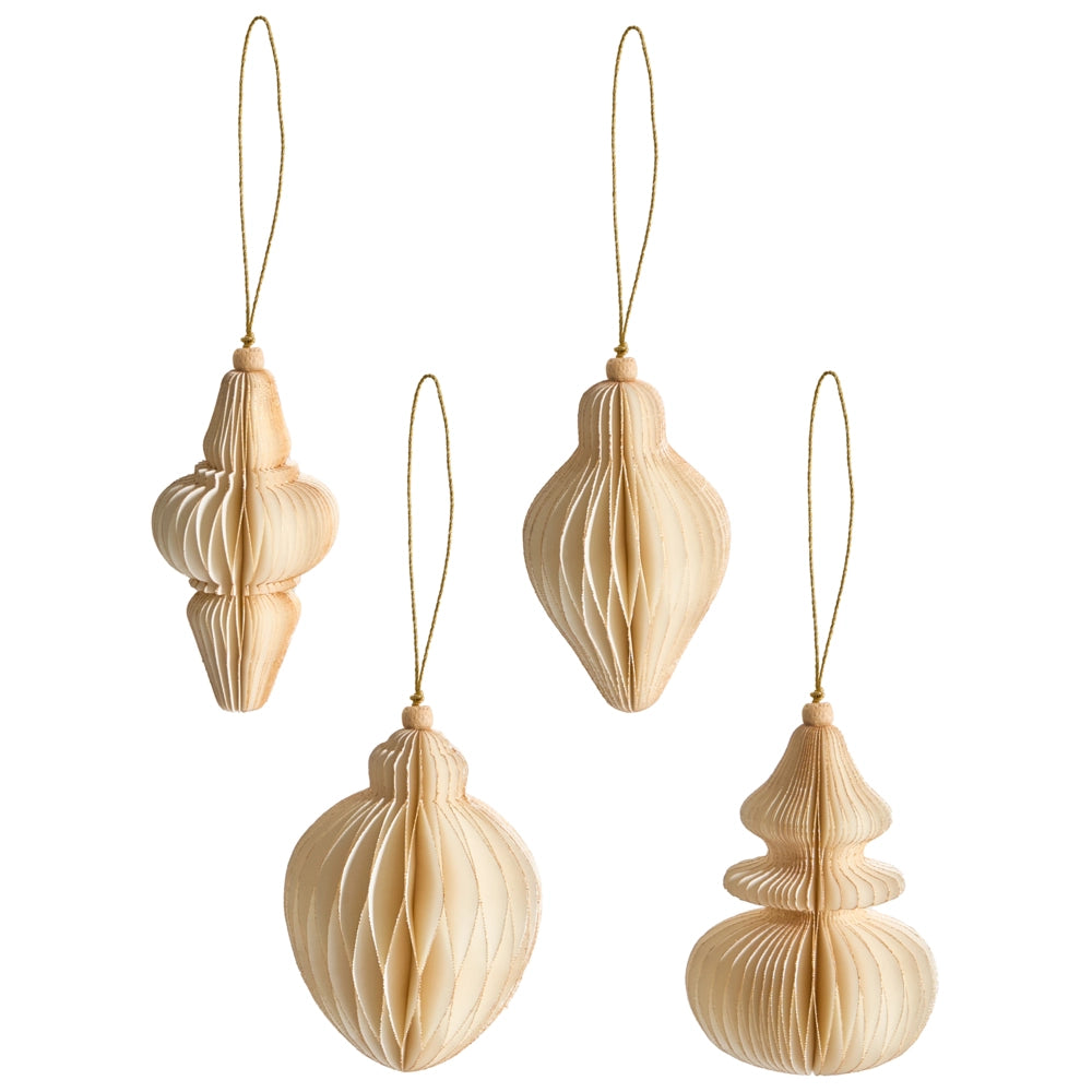 Set di 20 palline di Natale beige in carta a nido d'ape Ornamenti da appendere Decorazioni 3D per Natale