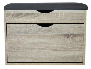 Scarpiera Panca con Scomparto e Cuscino 60x30x50 cm in PB e Carta Sonoma