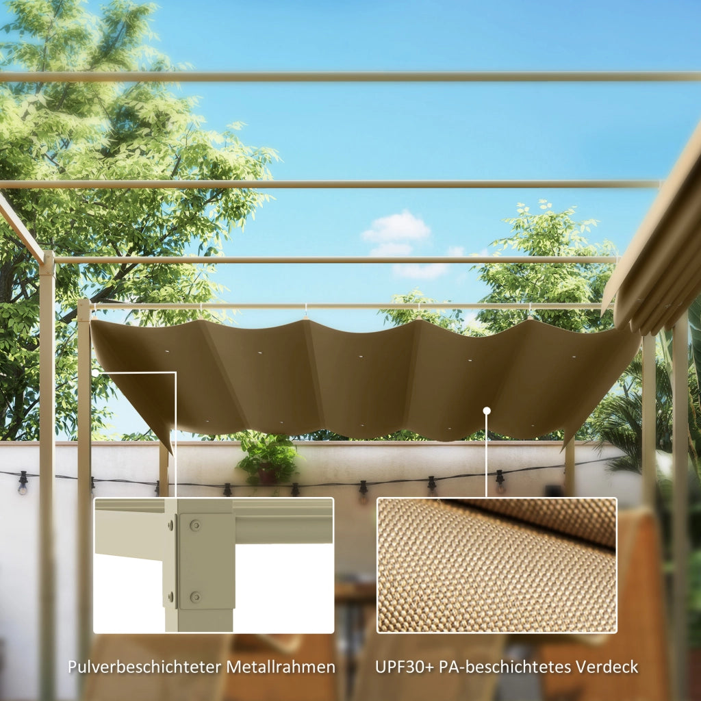 Pergola da Giardino 3x3 m con Tetto Retrattile ¨C zephmum ¨C UPF30+ Khaki