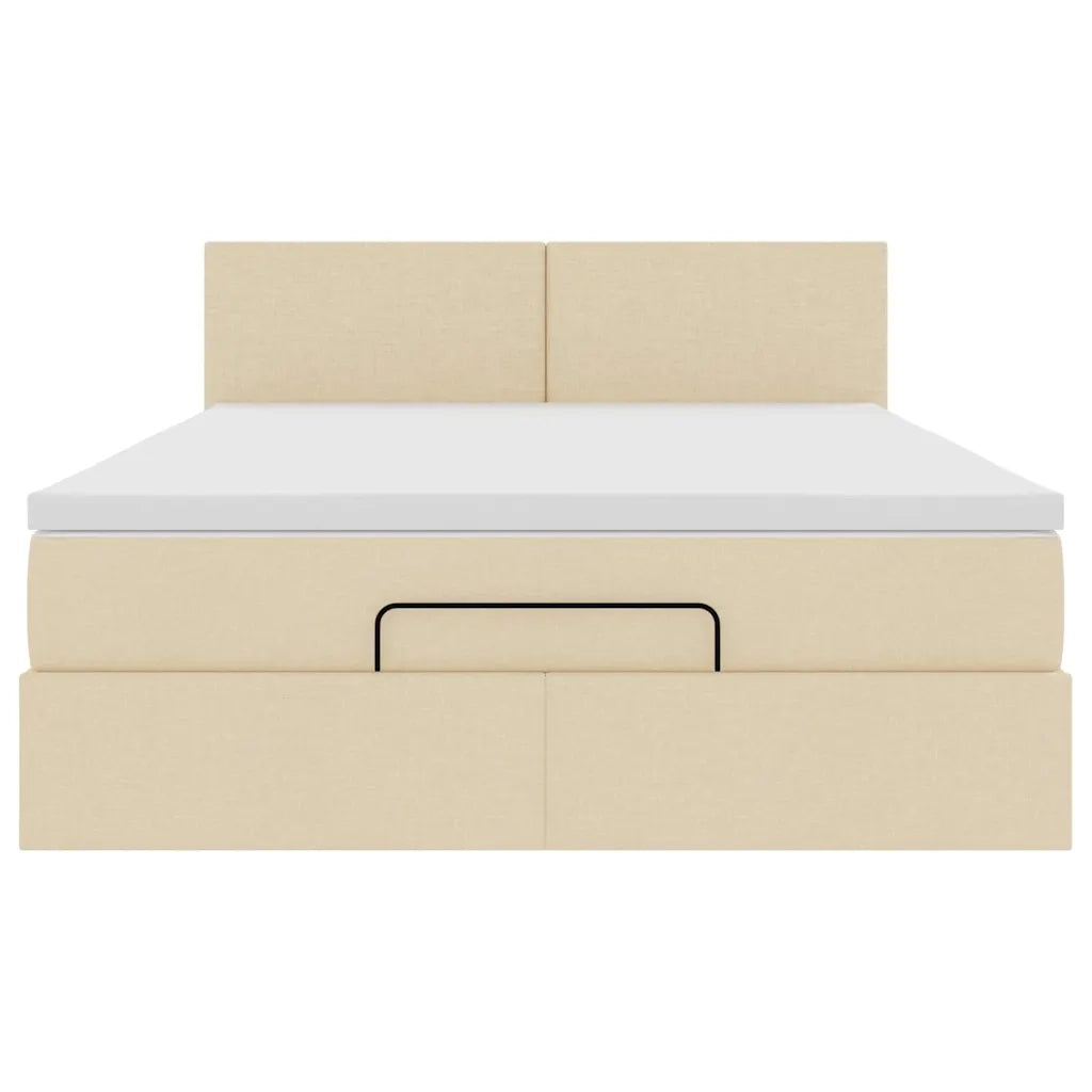 Pouf Letto con Materasso e LED Crema 140x190 cm 3312227