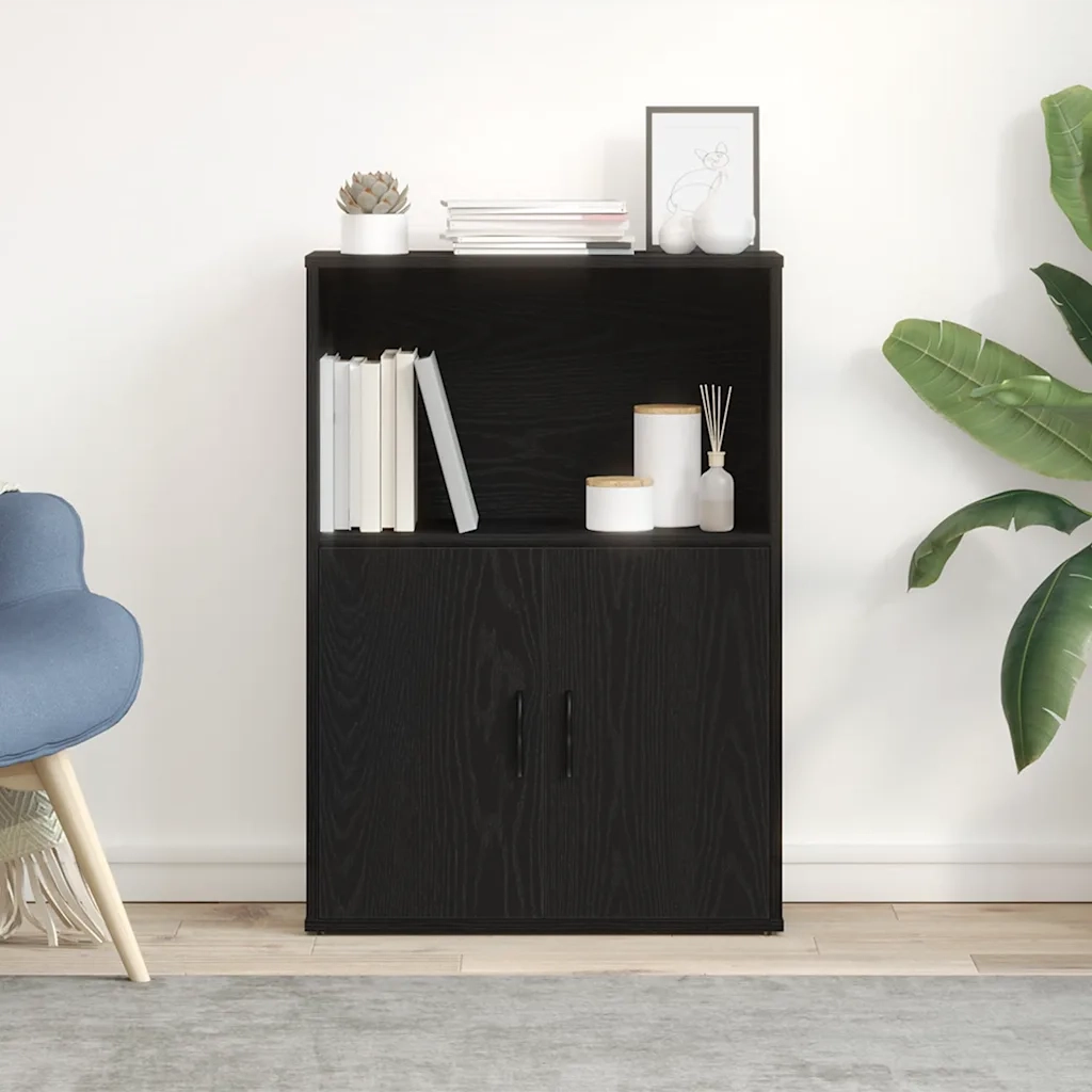 Libreria-Scaffale per Libri-Mobile di Stoccaggio Rovere Nero 60x24x85 cm in Legno Multistrato