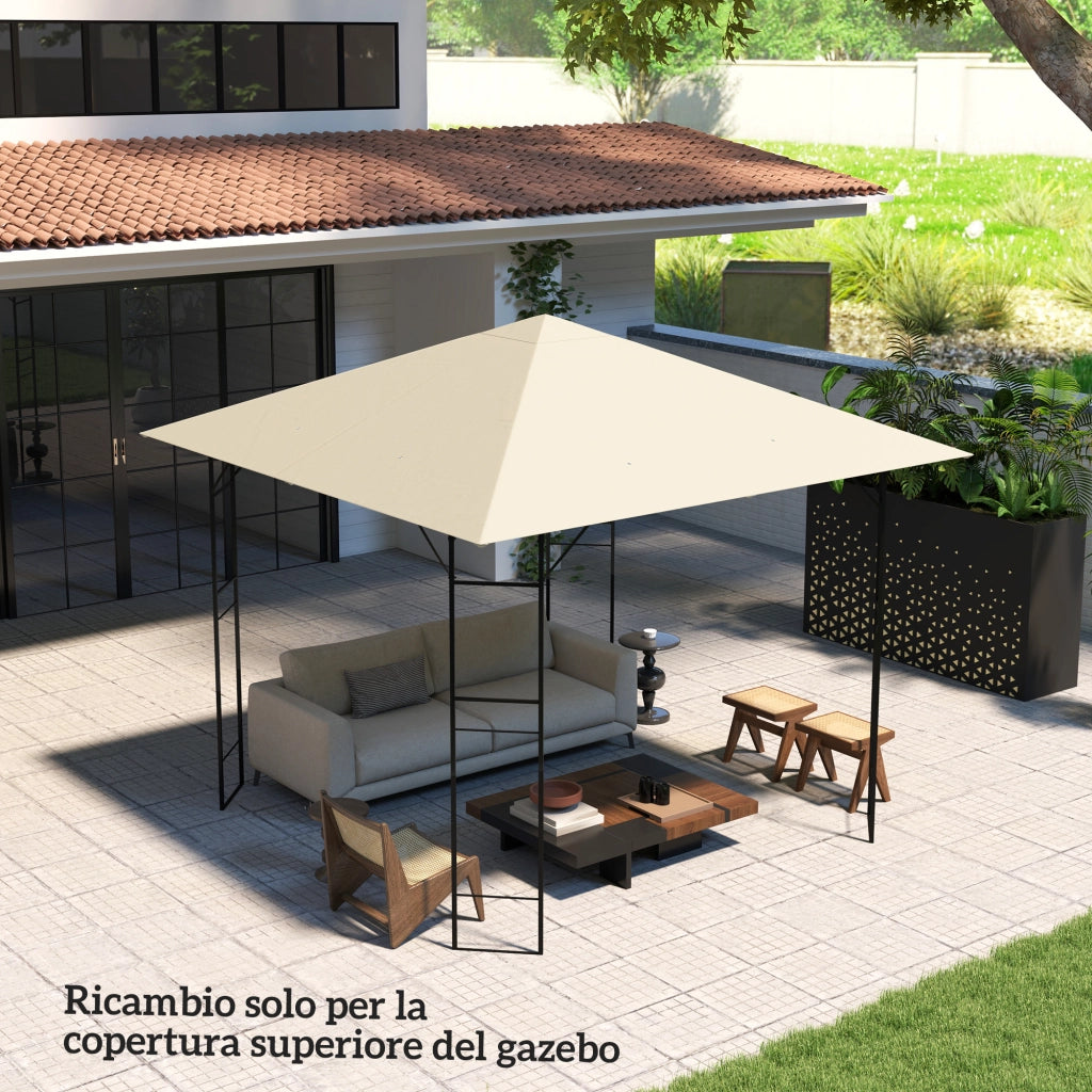 Copertura per Gazebo 3x3 m ¨C Zephmum ¨C Tessuto Oxford 600D Bianco Crema