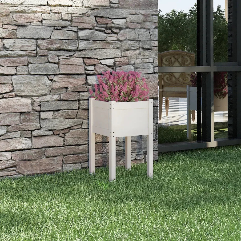 Fioriera da Giardino-Vaso da Esterno Bianca 40x40x70 cm Legno Massello di Pino