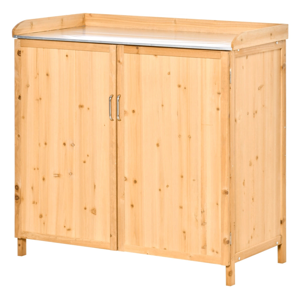 Tavolo da giardinaggio con ripiano e armadio ¨C zephmum ¨C legno di cedro, grigio, 120x60x80