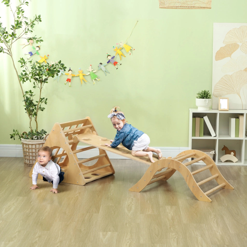 Casetta per Bambini 8 in 1 con Rampa e Scala ¨C Minimal ¨C 175x59,5x60 cm Naturale