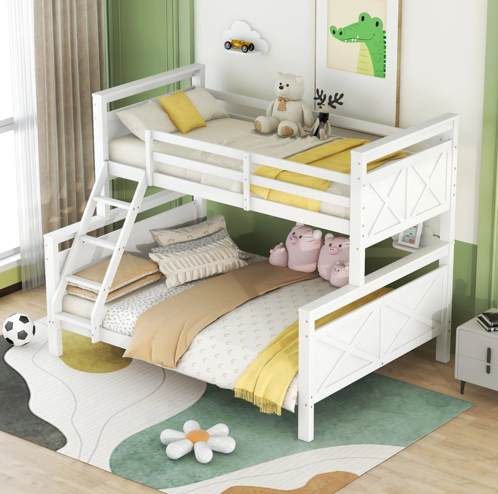 Letto a castello 90/140x200 cm bianco in pino e MDF, trasformabile in 2 letti