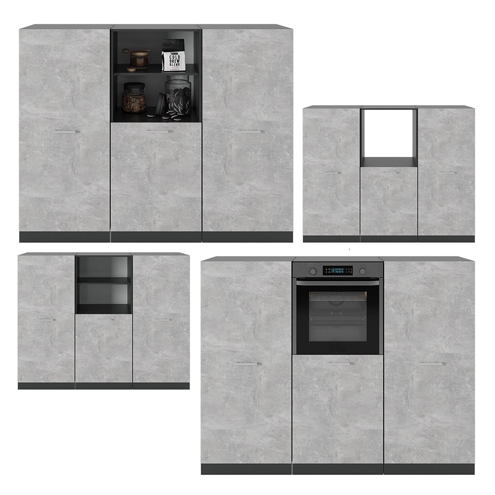 Cucine componibili piccole R-Line Calcestruzzo/Antracite 180 cm senza piano di lavoro Vicco