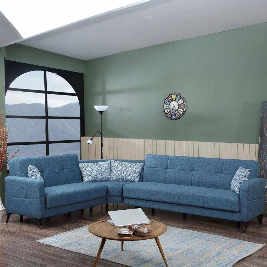 Apo, Divano Letto con Penisola Contenitore, 234x302 cm Nero