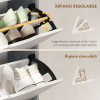 Scarpiera Salvaspazio Moderna 62,5x26x156 cm a 4 Ante per 16 Paia di Scarpe Grigio Cemento