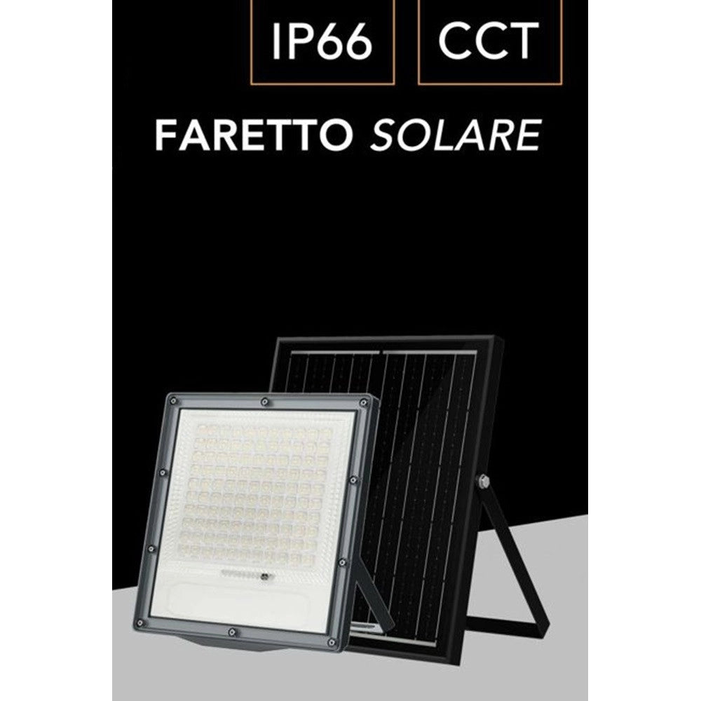 Trade Shop - Faretto Proiettore Con Pannello Solare Led Ip66 100w Luce Selezionabile Cct Sfl516-100w-3c -