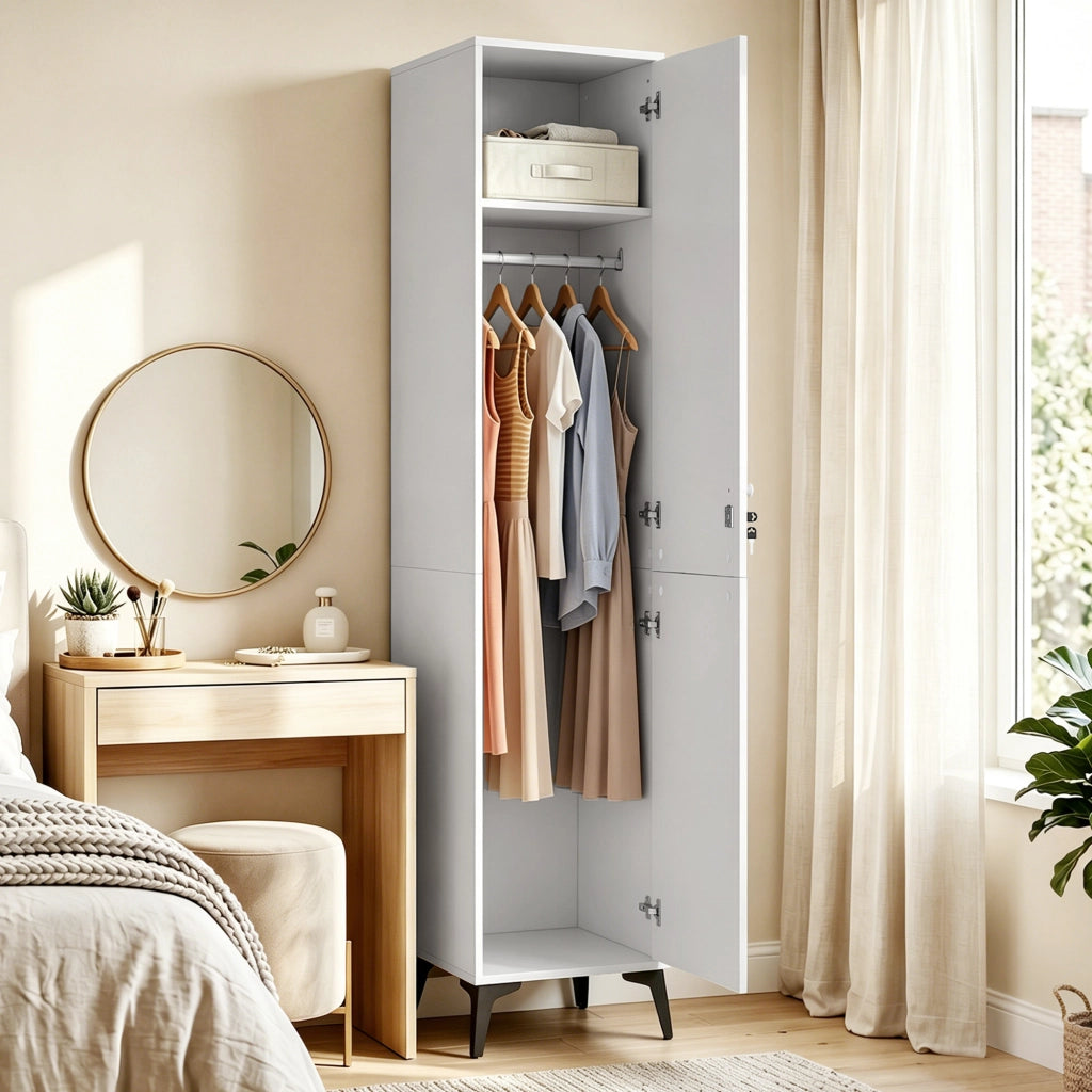 Armadio Guardaroba Stretto con Porte ¨C Zephmum ¨C Bianco 36x40x180 cm