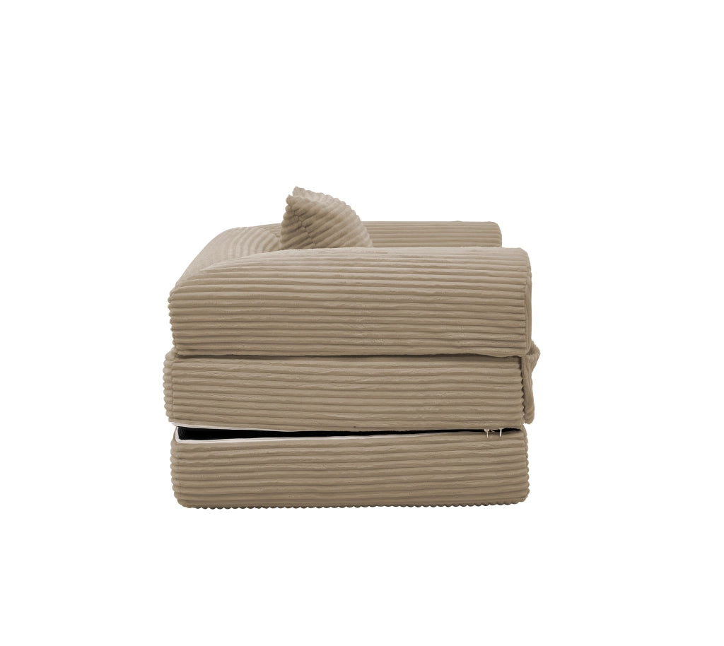 Fauteuil convertible letto singolo in tessuto corduroy con cuscino e funzione letto marrone