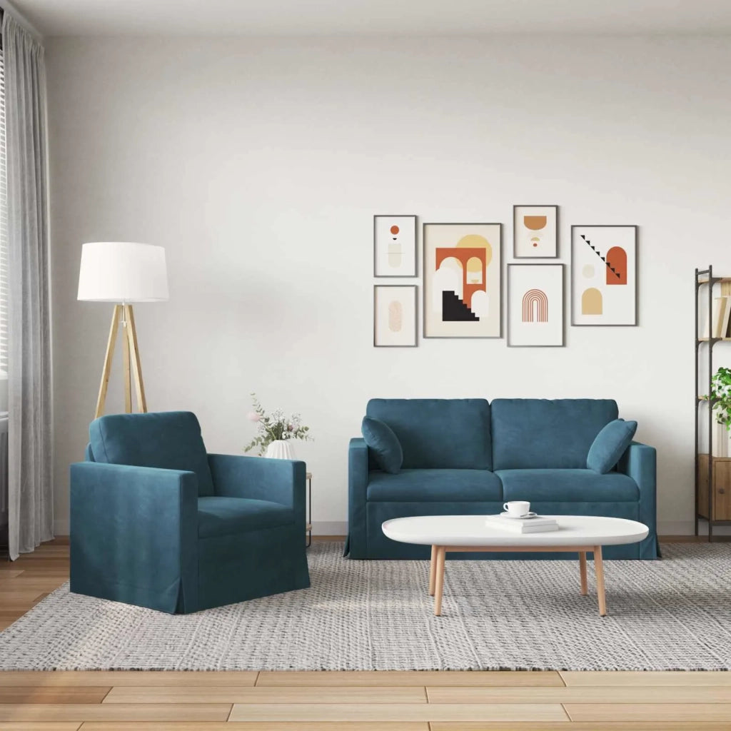 Set di divani 2 pcs Blu 158 x 78 x 80 cm Velluto