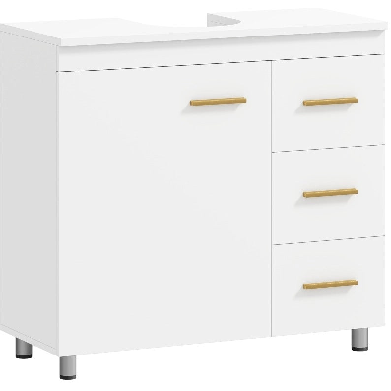 Mobile bagno sottolavabo bianco con ante e cassetti