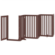 Cancelletto di sicurezza per animali domestici porta pieghevole 12 pannelli legno di pioppo marrone 02_0023126