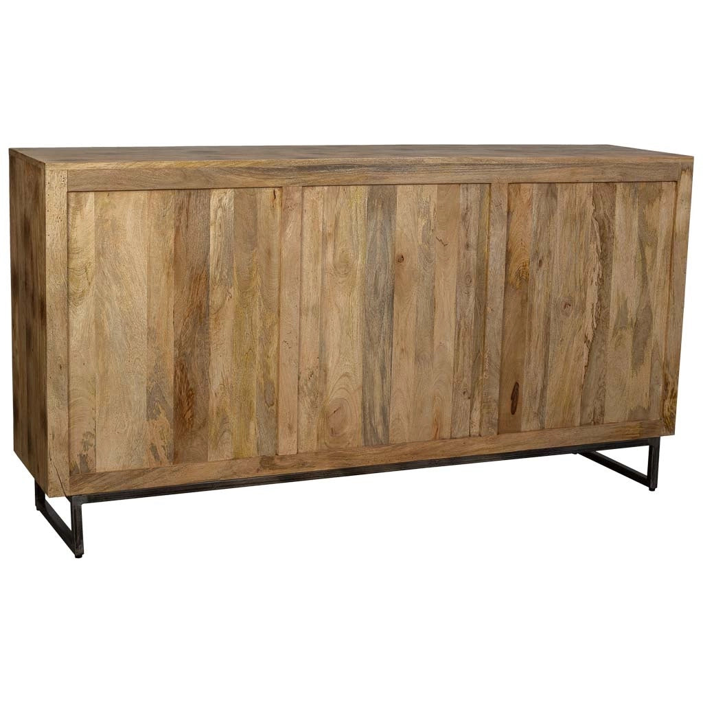 Credenza in legno e finiture in pelle marrone 180x47x95h
