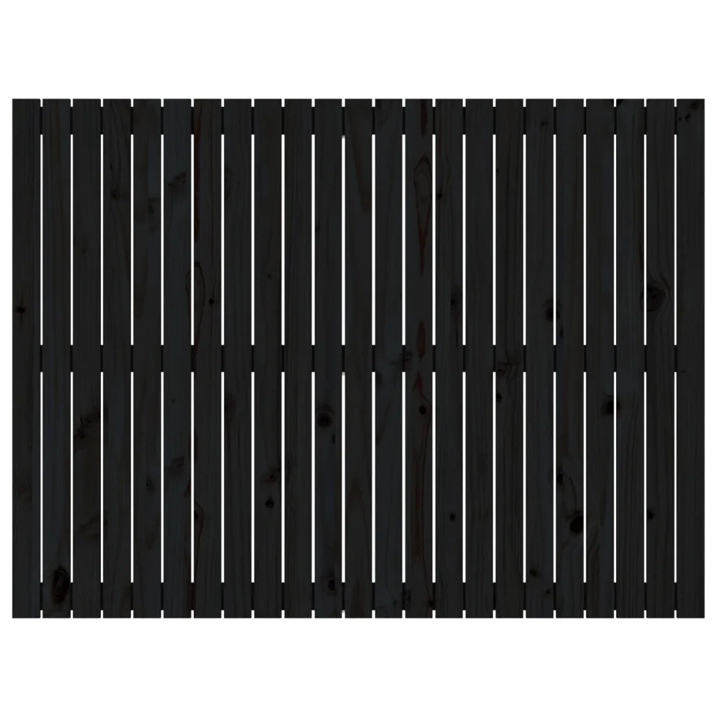 Testiera da Parete Nera 146,5x3x110cm in Legno Massello di Pino