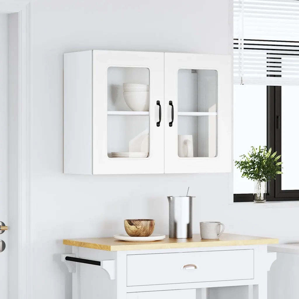 Pensile da Cucina con Porta in Vetro Kalmar Bianco Truciolato