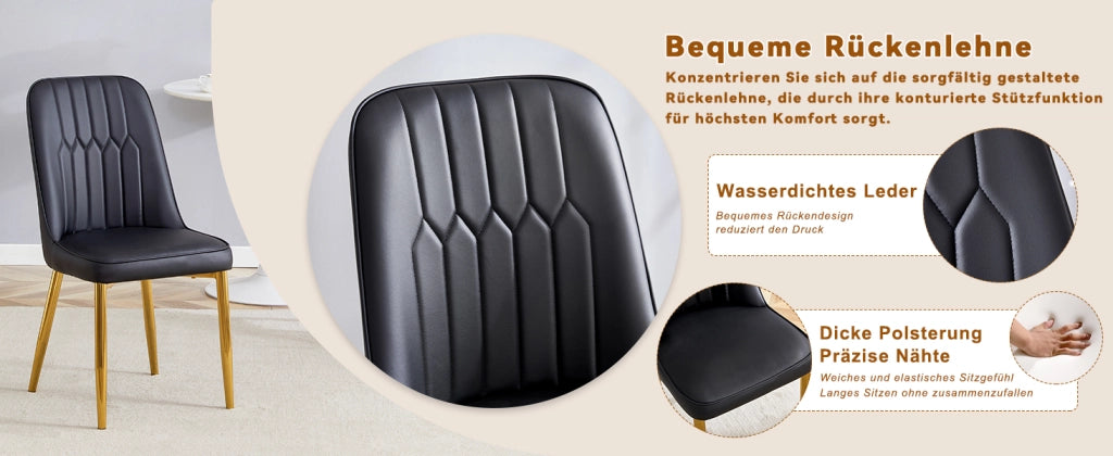Sedie da Pranzo in Similpelle Nera con Gambe in Metallo ¨C MINIMAL ¨C Set 2 Pezzi