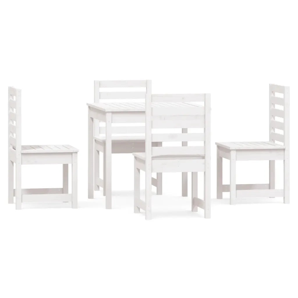 Set da Pranzo per Giardino 5pz Bianco in Legno Massello di Pino 3154678