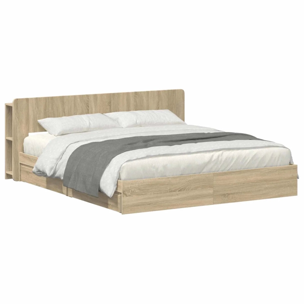 Telaio del letto con storage Rovere Sonoma 180 x 200 cm