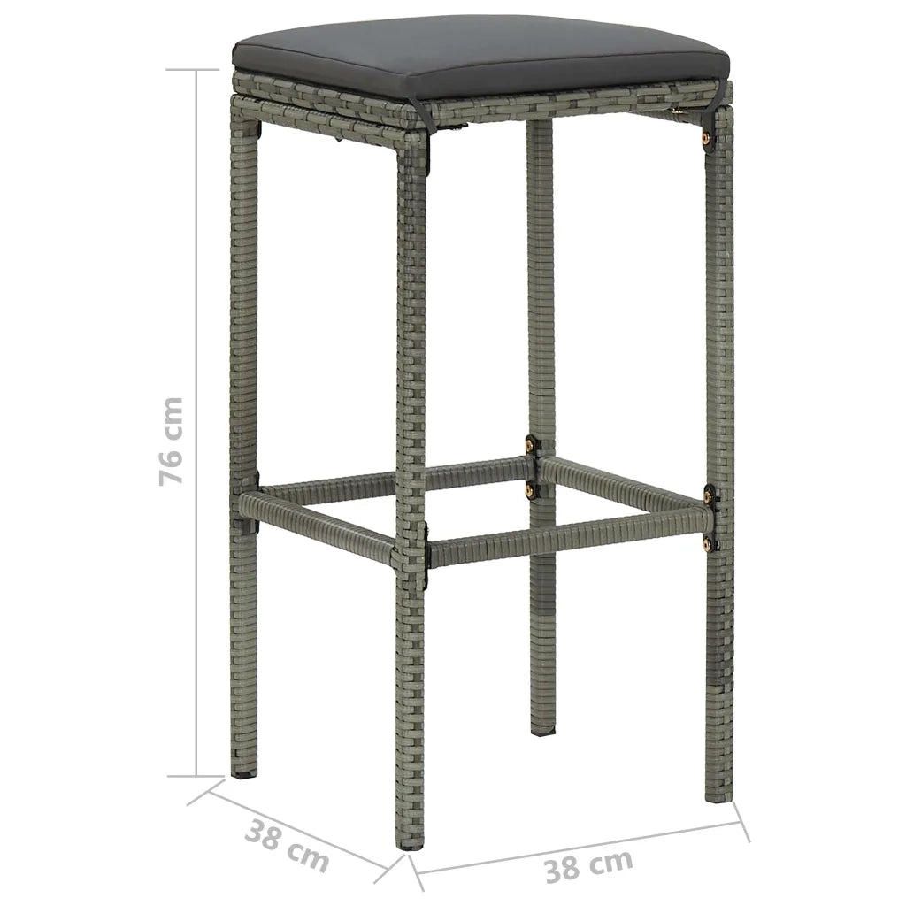 Set da Bar da Giardino 5 pz | Set Salotto da Giardino con Cuscini in Polyrattan Grigio