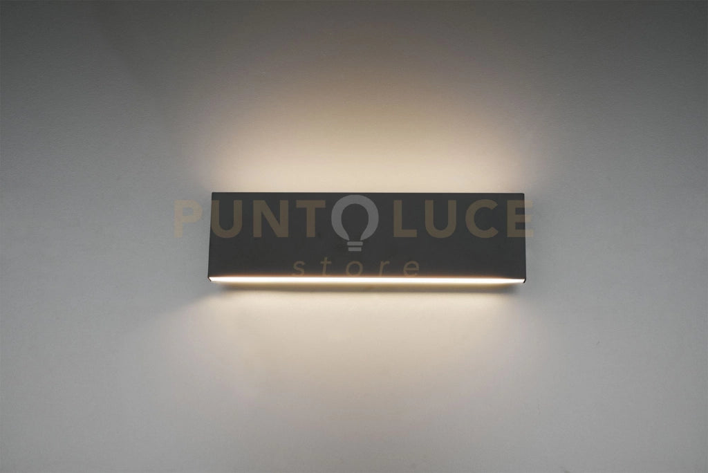 CONCHA APPLIQUE LED 6W · 2x 600lm, 3000K BI-EMISSIONE METALLO COLORE ANTRECITE CON REGOLAZIONE D'INTENSITA' 3 STEP AD INTERRUTTORE L. 28CM P. 4,5CM