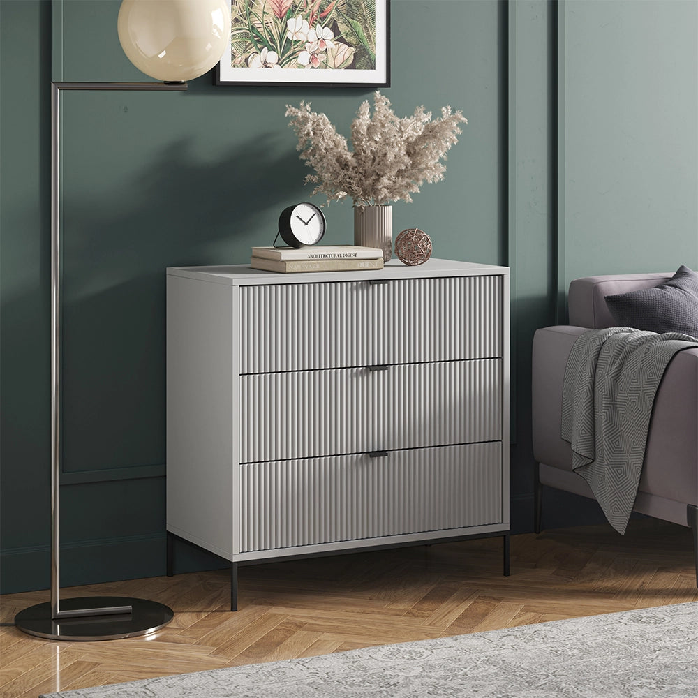 Vicco Cassettiera per camera da letto Grigio 42 x 81.2 cm con 3 cassetti