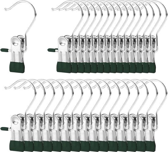 Griffe metalliche per abbigliamento 30 pezzi - Materiale duraturo - Presa antiscivolo - Utilizzo interno/esterno - Fissaggio ottimale