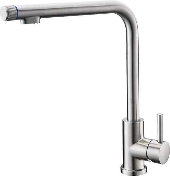 Kraan 3 viei per acqua con maniglia di acciaio inossidabile | Rubinetto da cucina a tre vie per acqua filtrata e non filtrata | Rubinetto per acqua con carterie ceramica