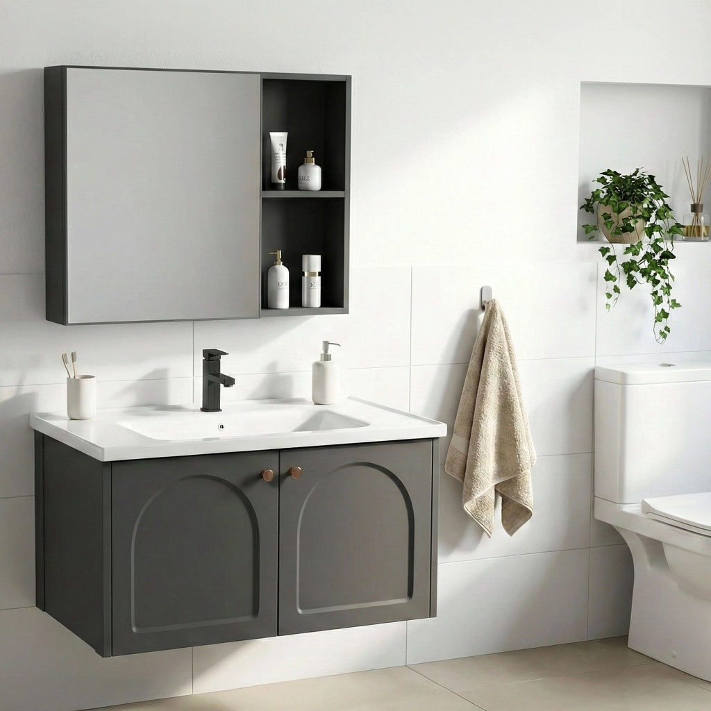 Set Di Mobili Da Bagno Con Lavabo Denver 80cm Grey
