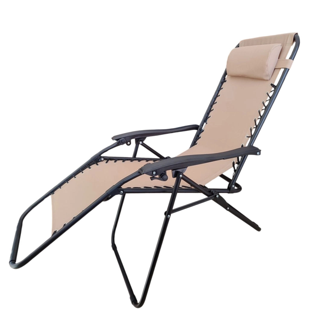 FERCASA SEDIA SDRAIO GREEK IN ACCIAIO PIEGHEVOLE RECLINABILE REGOLABILE ECRU' 94X65X113