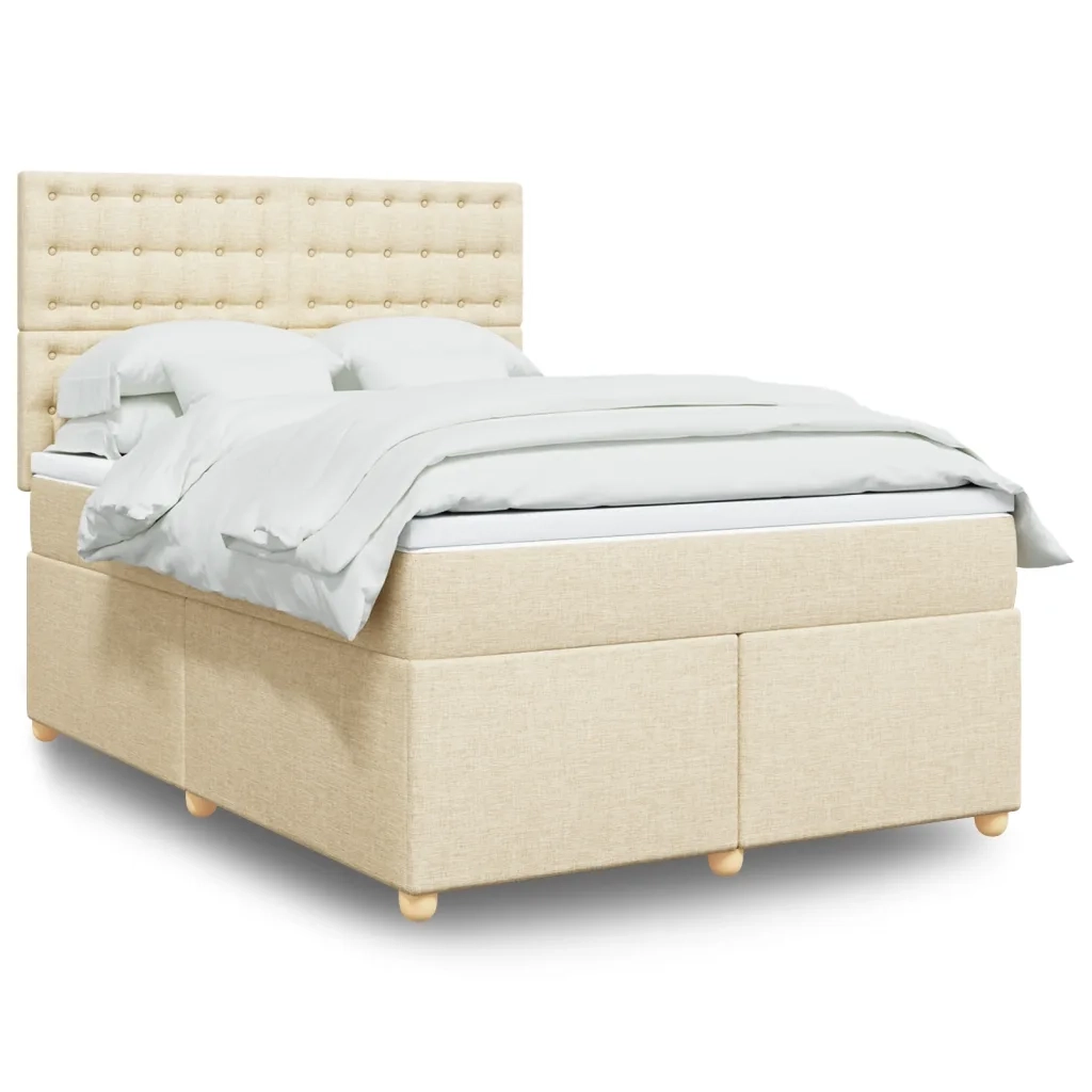Giroletto a Molle con Materasso Crema 140x200 cm in Tessuto
