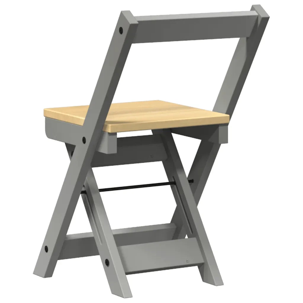 Sedie da Pranzo Pieghevoli 4 pz | Sedie da cucina Corona Grigie in Legno di Pino