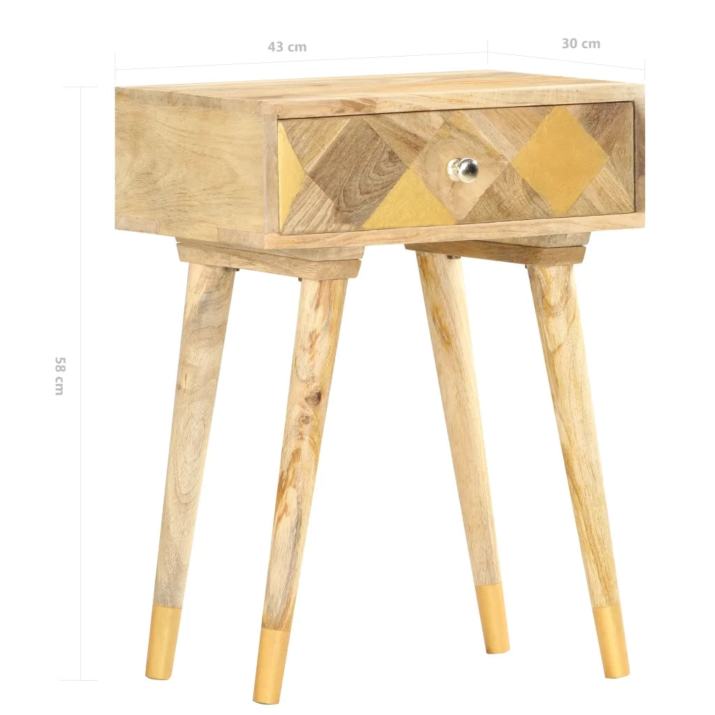 Comodino-Tavolino da notte 40x30x58 cm in Legno Massello di Mango 793429