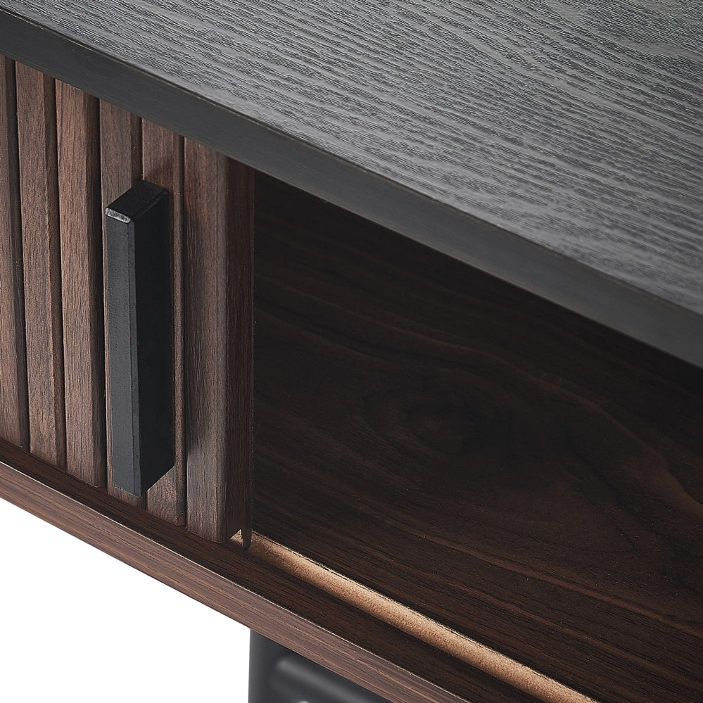 Tavolo consolle moderno con porta scorrevole in legno scuro stile rustico soggiorno ingresso