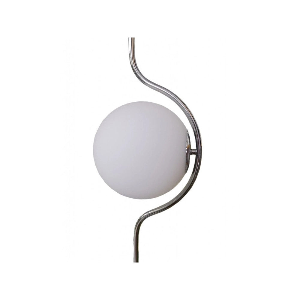 Trade Shop - Lampada Da Terra Argento Con Sfera Vetro Bianco Piantana E27 Design Moderno 33900 -