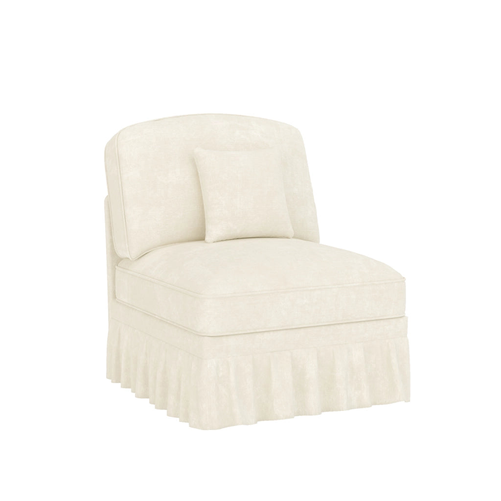 Divano in chenille bianco con rivestimento removibile e cuscino incluso
