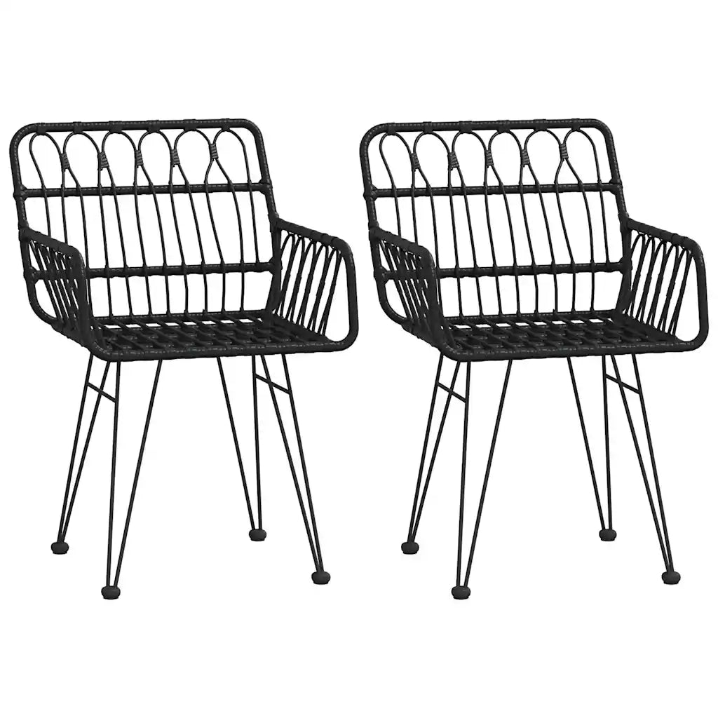Set da Pranzo da Giardino 3 pz Nero in Polyrattan 3157830