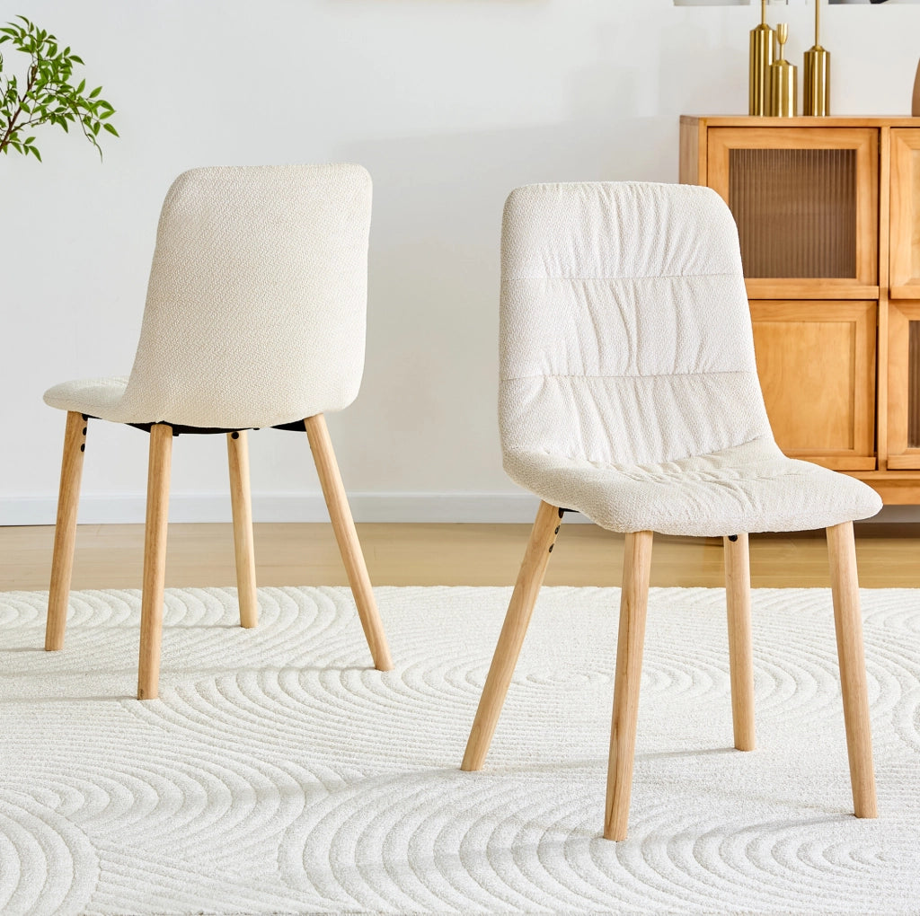 Sedia da pranzo 88 cm bianca in tessuto, set da 2, stile nordico per cucina