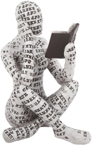 Scultura ornamentale per libreria - Figurina in cera con donna che legge - Decorazione per soggiorno - Scultura per interni - Opera d'arte manufatta - Finitura artistica