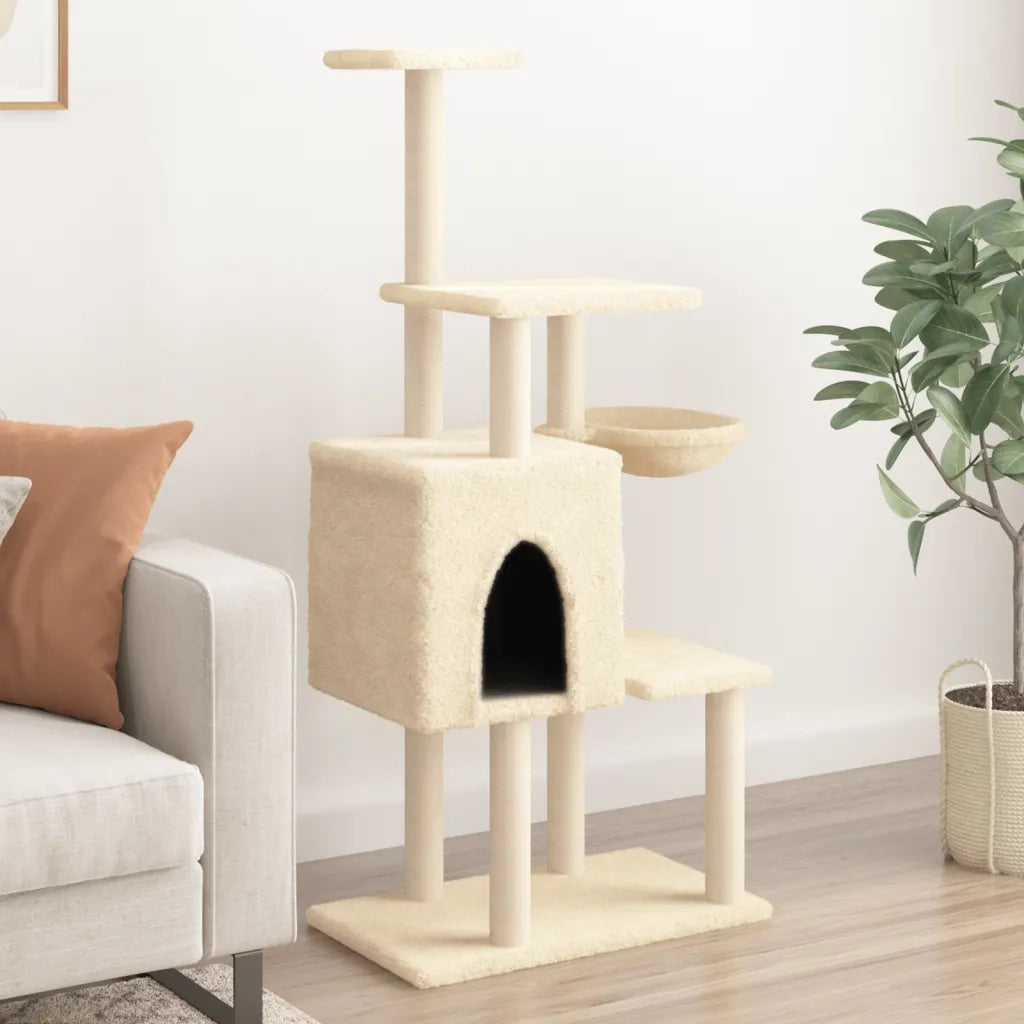 Albero per Gatti con Tiragraffi in Sisal Crema 131 cmcod mxl 110353