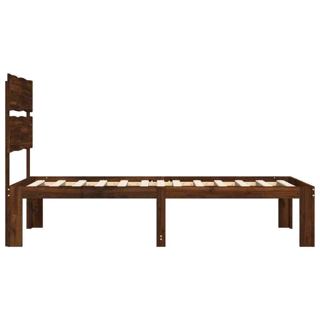 Letto Singolo con Testiera ROSTOCK Marrone Scuro 90 x 200 cm 903497