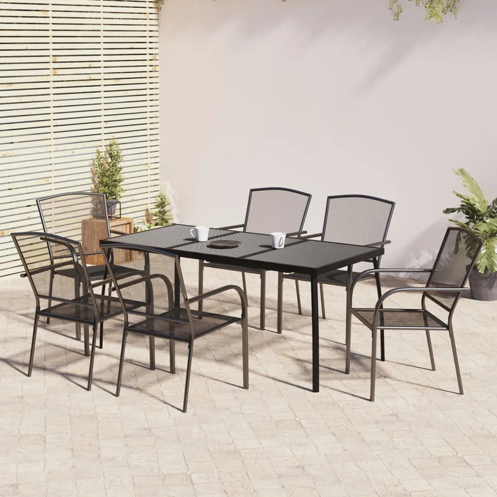 Set da Pranzo da Giardino 7 pz in Acciaio Antracite 3187971