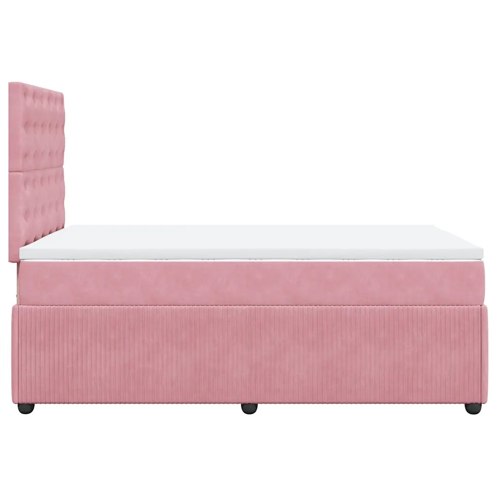 Giroletto a Molle con Materasso Rosa 120x190 cm in Velluto 3292303