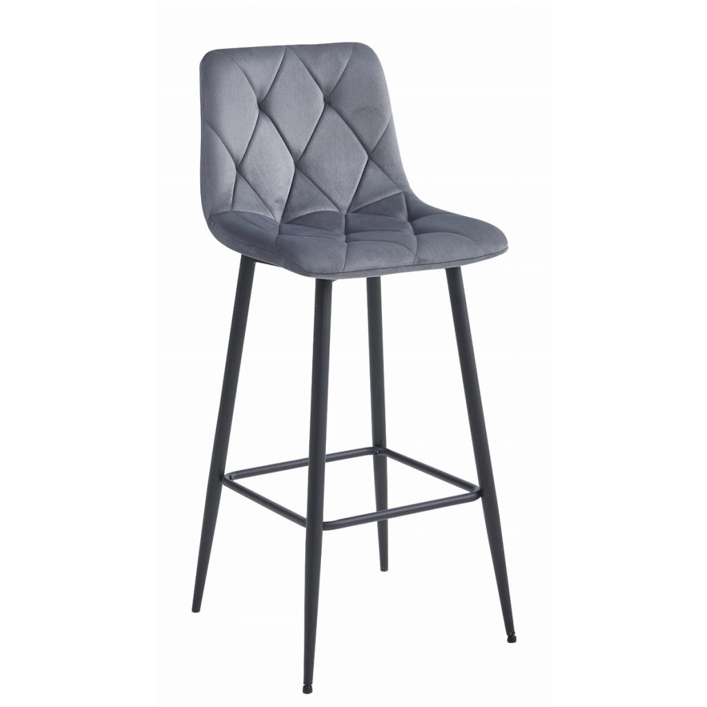 Set di 4 sgabelli bar NADO in velluto grigio scuro e acciaio