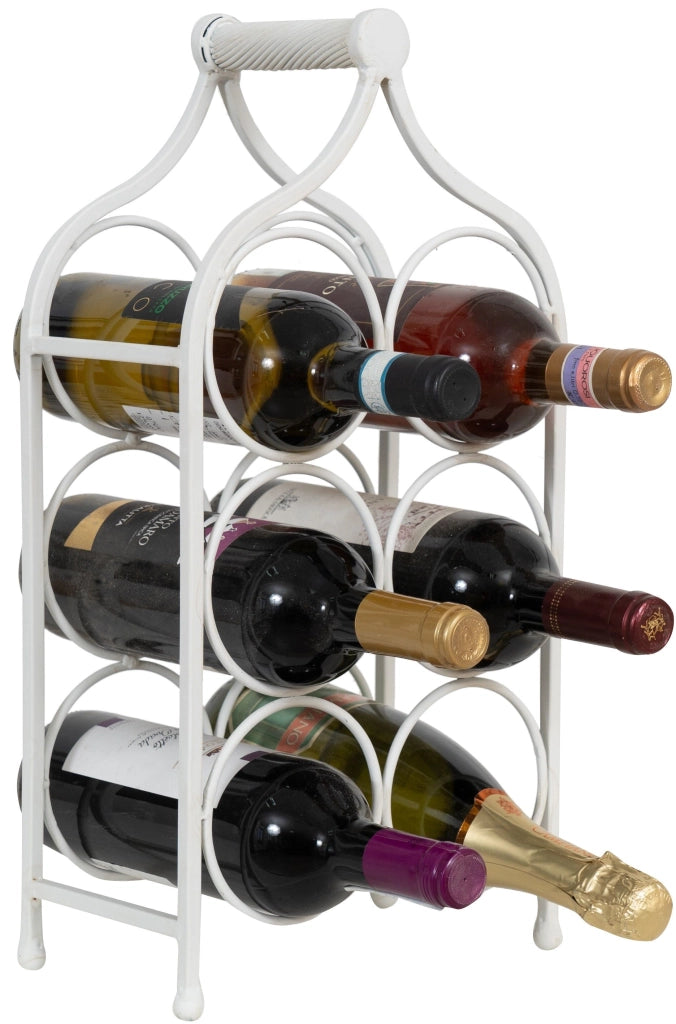 Biscottini Porta bottiglie in ferro battuto finitura bianca anticata Cantinetta Offerta