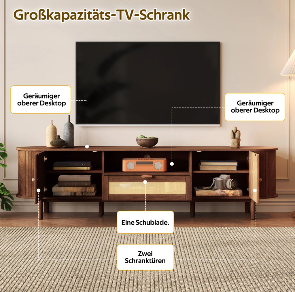 MOBILE TV 175x36x51 cm MDF Noce con ante semicircolari e cassetti